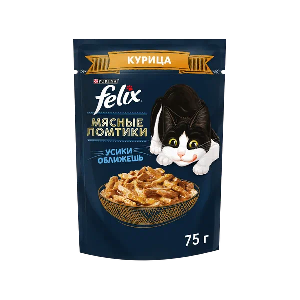 Корм д/ кошек Felix мясные ломтики курица 75г