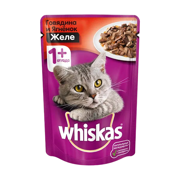 Корм д/кошек Whiskas желе говядина 85г