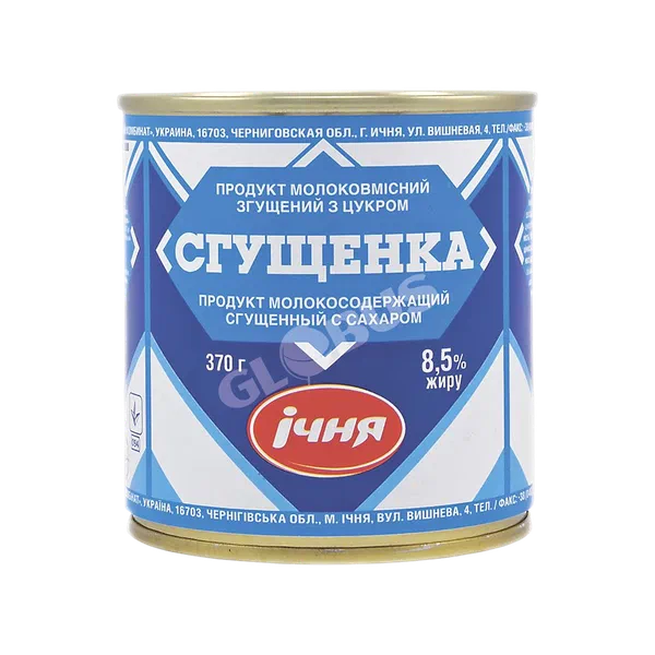 Сгущенка Ичня с сах. 8,5 % ТУ 370г ж/б ЗМЖ