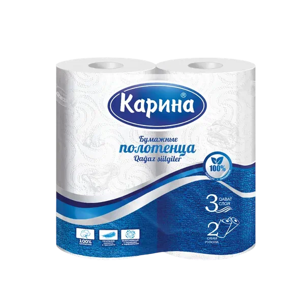 Полотенце Карина белые бумаж 2шт 3сл