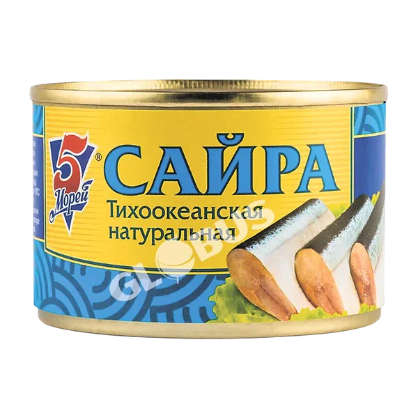 Сайра 5Морей натуральная 250г ж/б