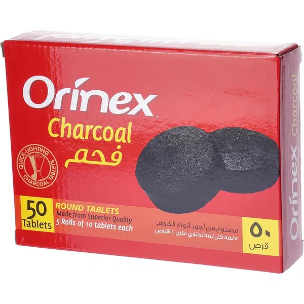ORINEX TRADITIONAL ROUND SHISHA CHARCOAL HIGH-HEAT 50-PIECE