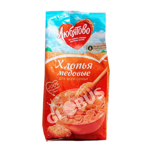 Хлопья кукуруз Любятово мед 250г м/уп
