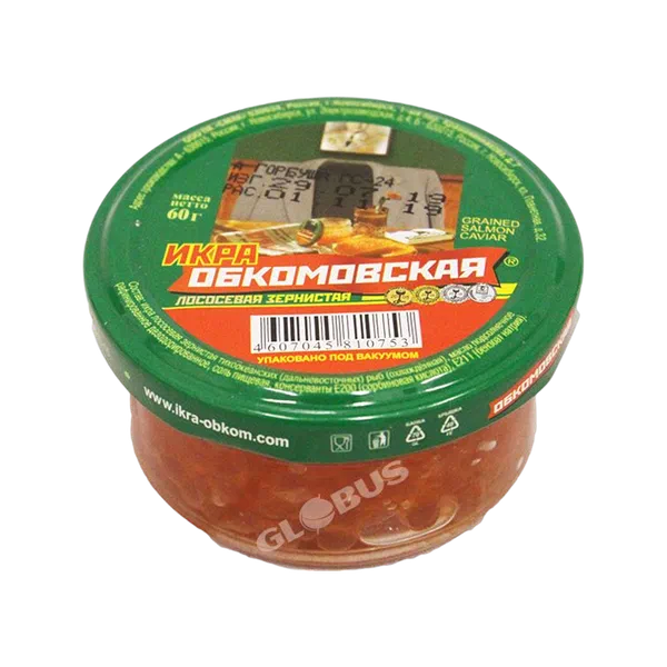 Икра Обкомовская лососевая/зернистая 60г ст/б РЦ