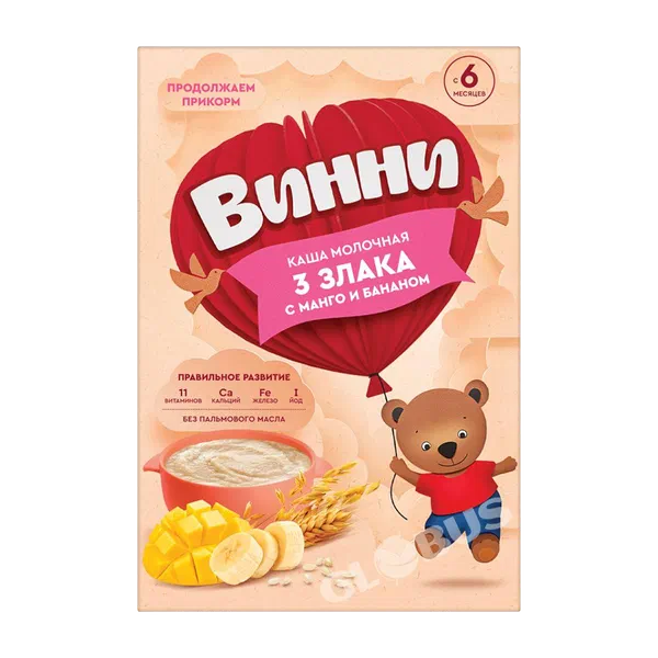 Каша дет. Винни мол. 3 злака манго/банан 200г