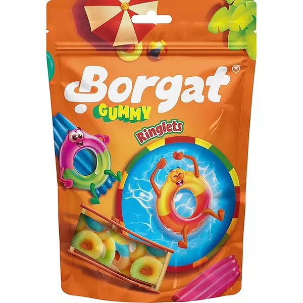 BORGAT RINGLETS GUMMY CANDY ASSORTED FRUIT FLAVORS 160G