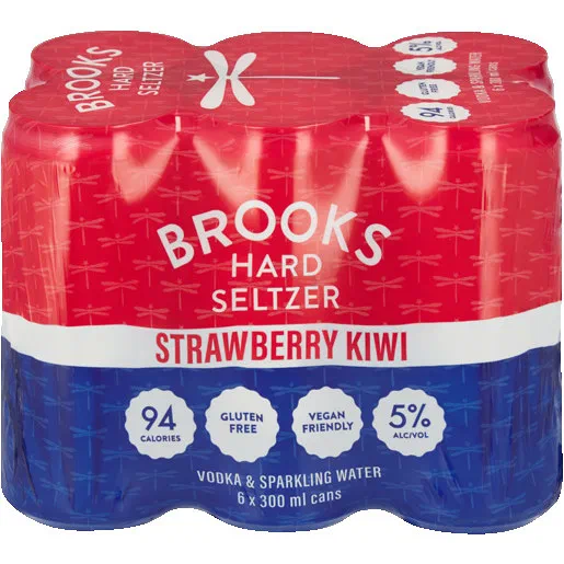 Brooks Strawberry Kiwi Seltzer Cooler 300ml 6 Pack