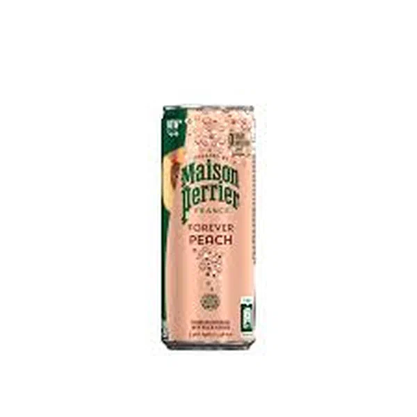 MAISON PERRIER PEACH FLAVORED SPARKLING NATURAL MINERAL WATER 250ML CAN