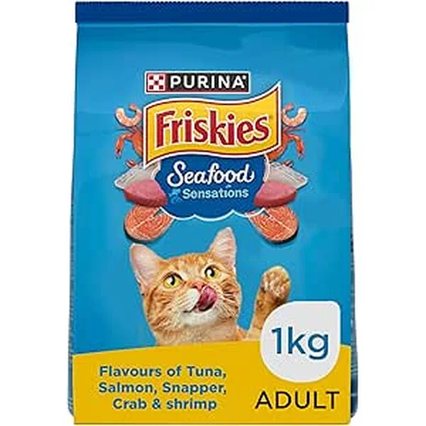 FRISKIES SEAFOOD SENSATIONS OCEAN FISH AND SALMON DRY CAT FOOD 1KG