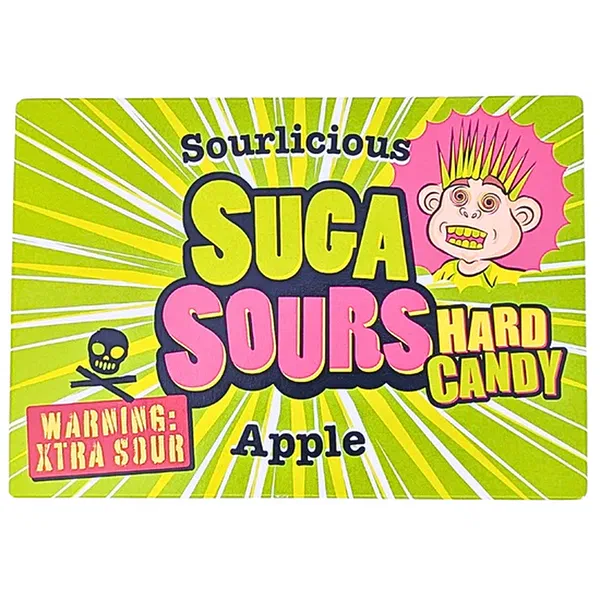 SUGA SOURS APPLE NATURAL 100G - NATURAL APPLE SOUR FILLED CANDY