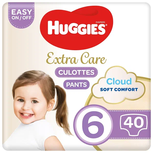 HUGGIES EXTRA CARE CULOTTES PANTS SIZE 6 EXTRA LARGE 40-PACK