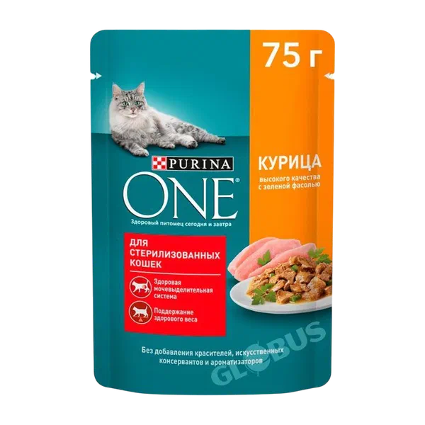 Корм д/кошек Purina One курица/фасоль д/стерил 75г