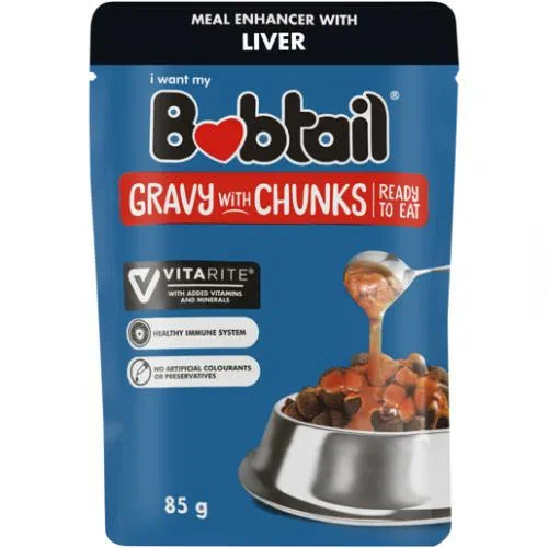 Bobtail Gravy Chunks Liver Dog Food 85g