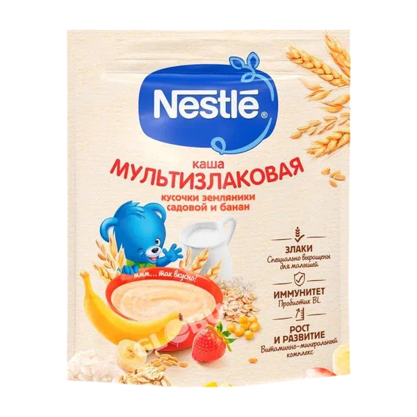 Каша дет. Nestle мол. мультизл. бан/земл с 8мес 200г д/п