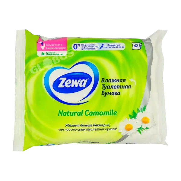 Бумага туал Zewa Natural Camomile влажн 42шт