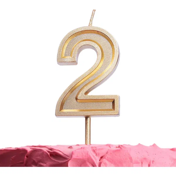 BINDAWOOD TRADITIONAL BIRTHDAY CANDLE NUMBER 2 FESTIVE ORNAMENT