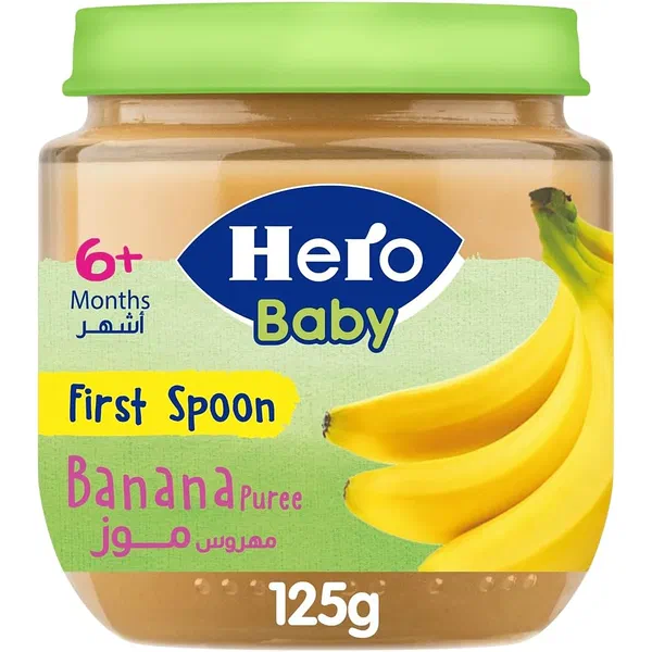 HERO BABY BANANA SMOOTH FRUIT PUREE FOR 6 MONTHS+ 125G