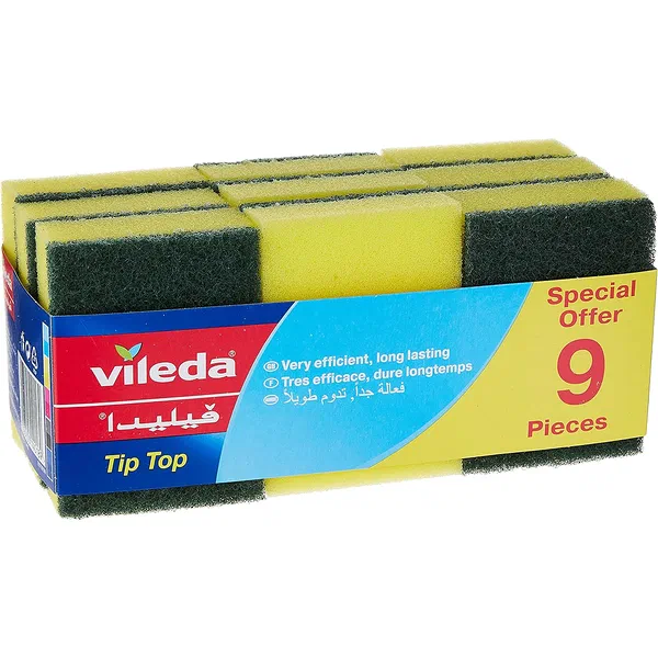 VILEDA TIP TOP MULTI-PURPOSE SCOURING SPONGES 6+3 FREE VALUE