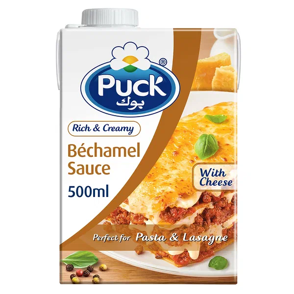 PUCK BECHAMEL SAUCE WITH CHEESE EXTRA RICH CREAMY BLEND 500ML