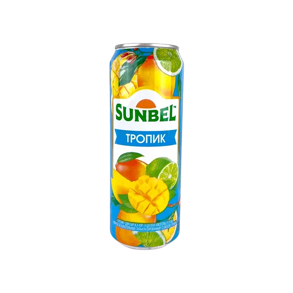 Напиток Sunbel тропик безалк газ 0,45л ж/б Казахстан 12