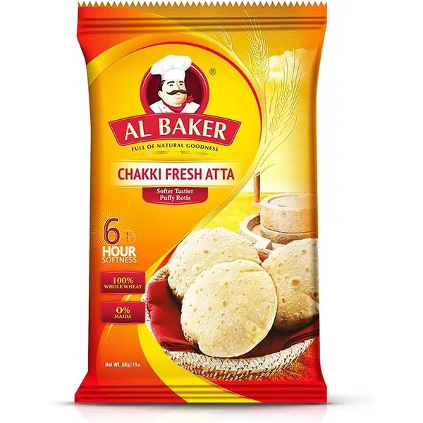 AL BAKER CHAKKI FRESH ATTA TRADITIONAL WHOLE WHEAT FLOUR 5KG