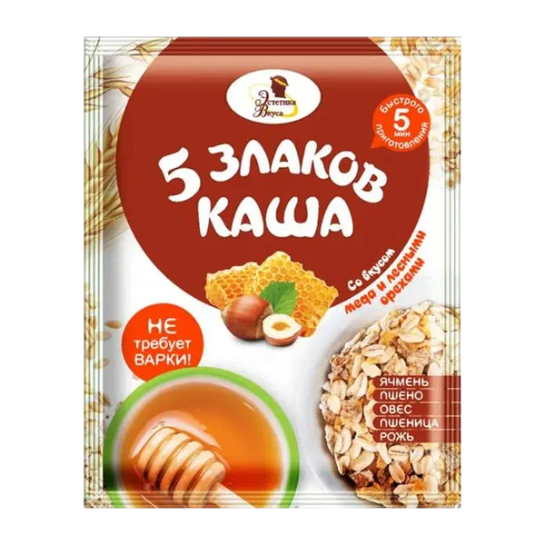 Каша Эстетика Вкуса 5 злаков мед/лесн. орех 40г