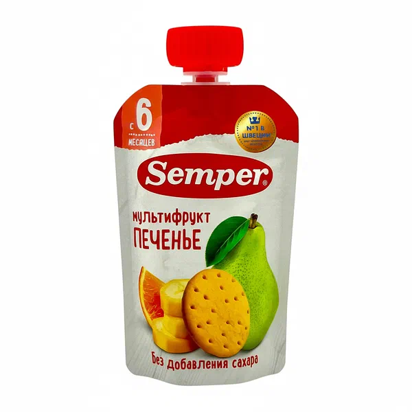 Semper мультифрукт печеньепюреси 100гр д/п