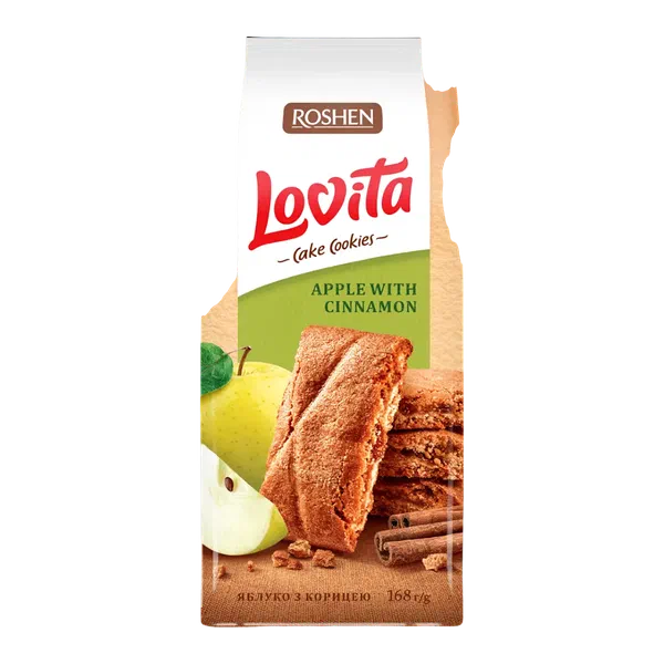 Печенье Roshen Lovita Cake cookies сдобн яблоко/корица 168г