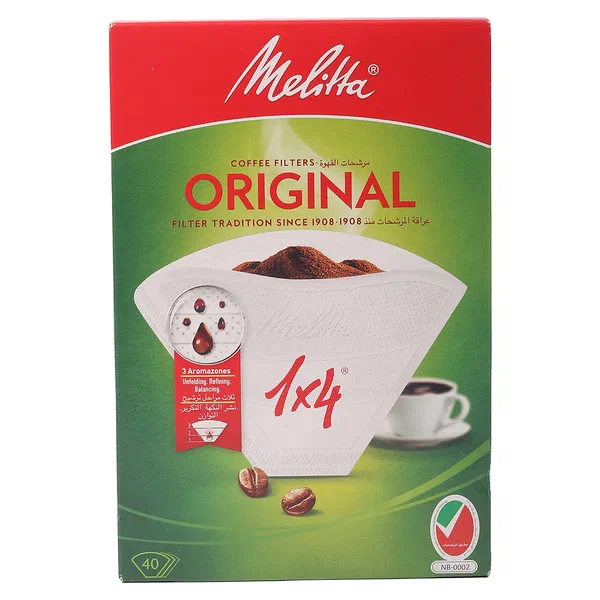 MELITTA TRADITIONAL SIZE 1X4 PAPER COFFEE FILTERS AROMATIC 40-PC
