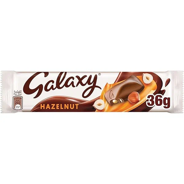 GALAXY HAZELNUT CHOCOLATE 36G - CREAMY HAZELNUT FILLED GALAXY BAR