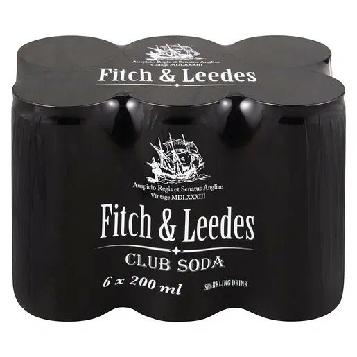 Fitch & Leedes Club Soda Can 200ml 6 Pack