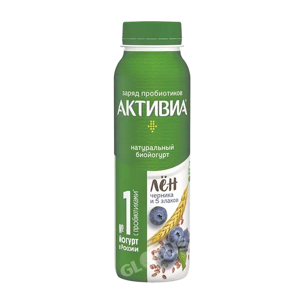 Йогурт питьевой Danone Активиа черн/злаки/лен 2,1% 260г п/б