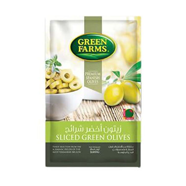 Green Farms Sliced Green Olives Pouch 1600Gm