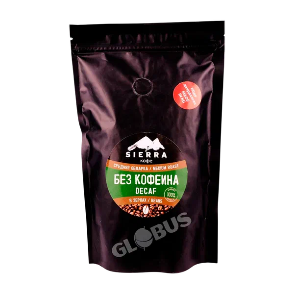 Кофе Sierra Decaf Blend смесь б/кофеина в зернах 250г д/п