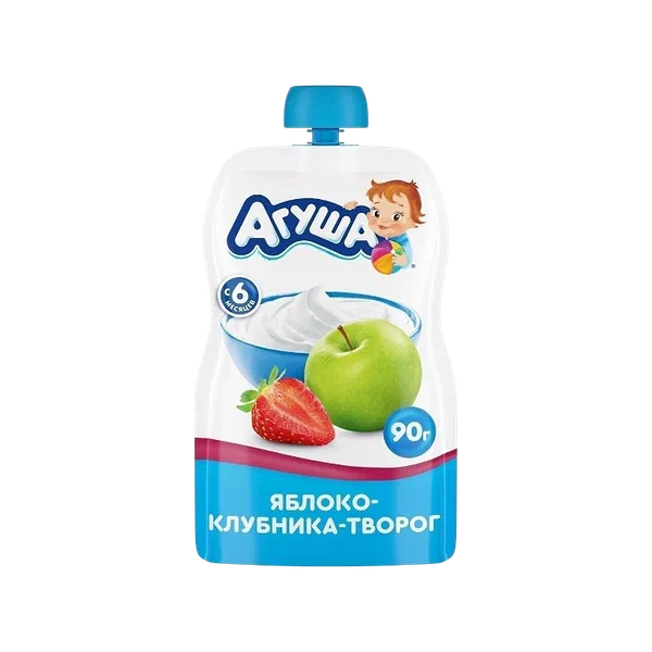 Пюре дет.Агуша фрукт ябл/клубн/творог с 6 мес. 80г д/п