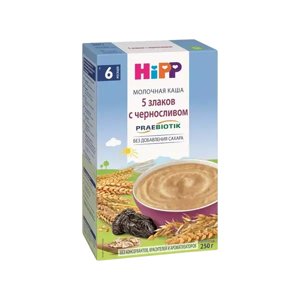 Каша дет. HiPP 5 злак. чернослив молоч/с пребиотиками 250г