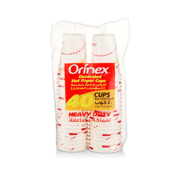 Orinex Decorated Hot Paper Cups 9Oz 40Pcs