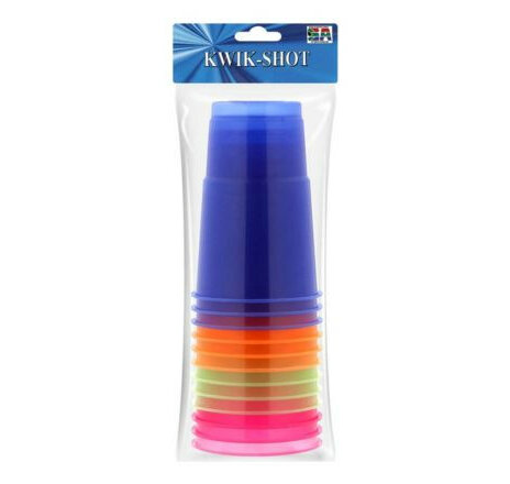 Kwik Shot Plastic Cup Colour 12pk 500ml