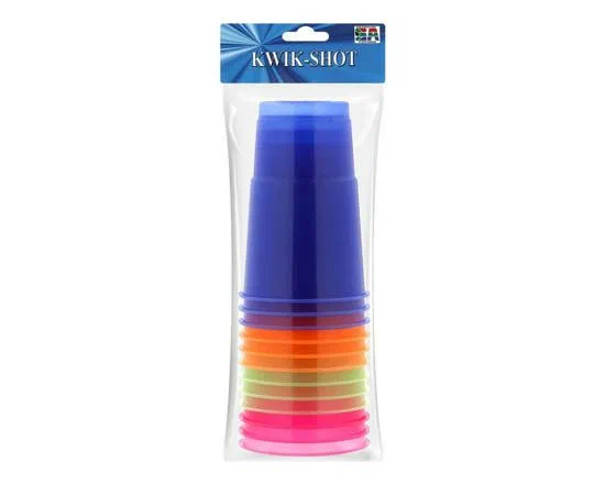Kwik Shot Plastic Cup Colour 12pk 500ml