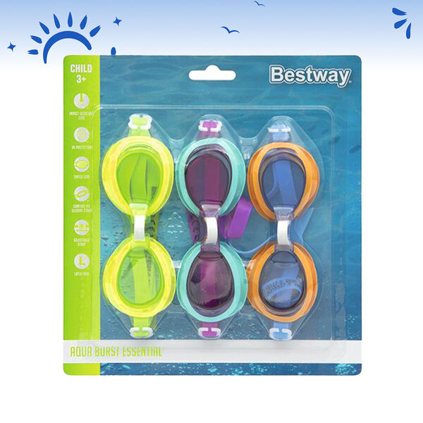 Bestway Aqua Burst Essential Multicolor 3 Pack Goggles 26-21074