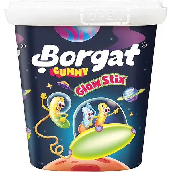 BORGAT GUMMY GLOW STIX NEON FRUIT FLAVORED JELLIES 160G