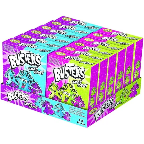 JOJO BUSTER APPLE AND STRAWBERRY SOUR FRUIT CHEWS 40G