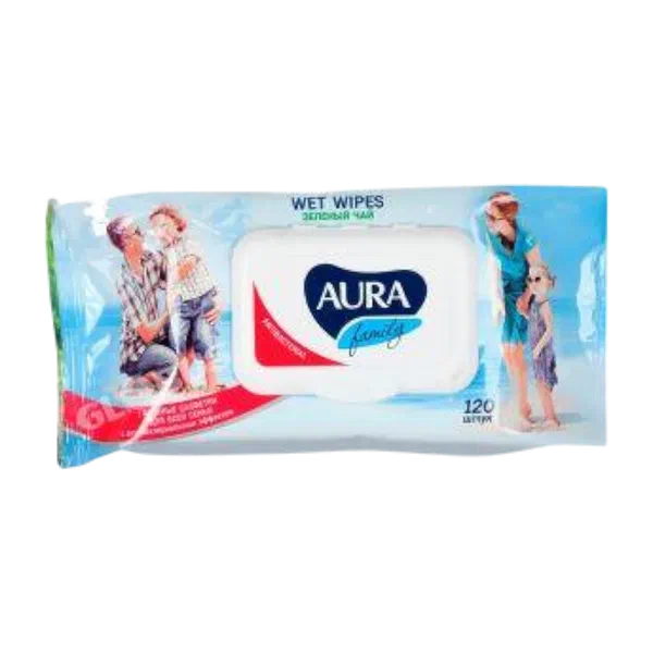 Салфетки влажн Aura д/всей семьи антибак с крыш 120шт