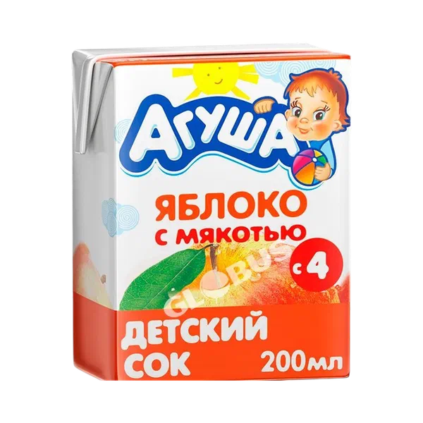 Сок дет. Агуша ябл.с мяк. с 4мес 200мл ВБД