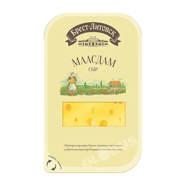 Сыр Брест-Литовск маасдам 45% 130г РЦ слайсер
