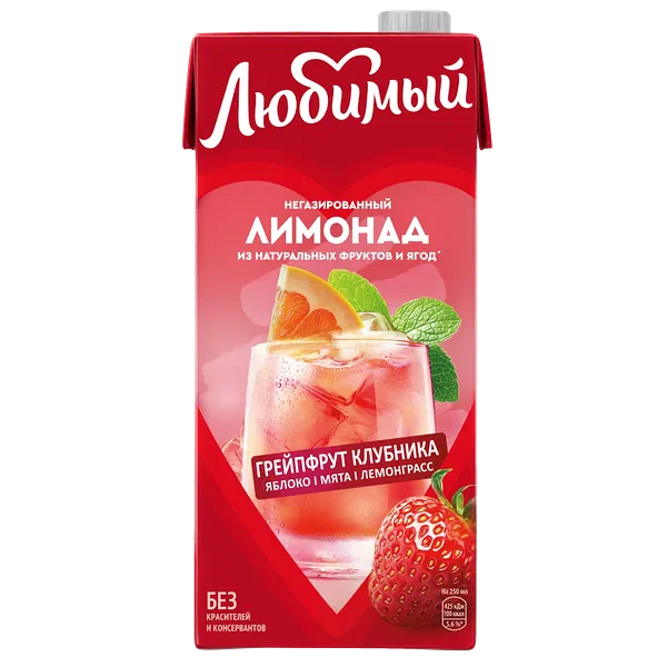 Напиток сокосодержащий Любимый лимонад грейпфрут-клубника 0,9л т/п ВБД Россия 12