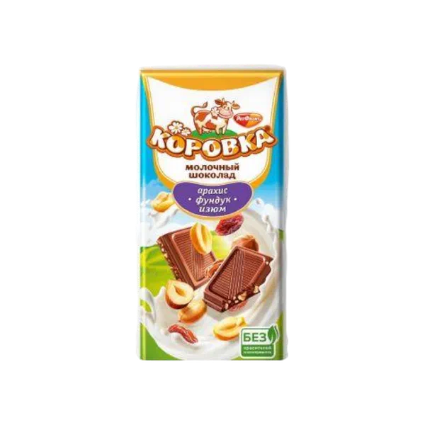 Коровка шоколады арахис/фундук жана мейиз 75г