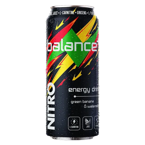 Напиток энергетический Nitro Balance Green banana watermelon безалк. 0,45л ж/б Абдыш Ата Кыргызстан