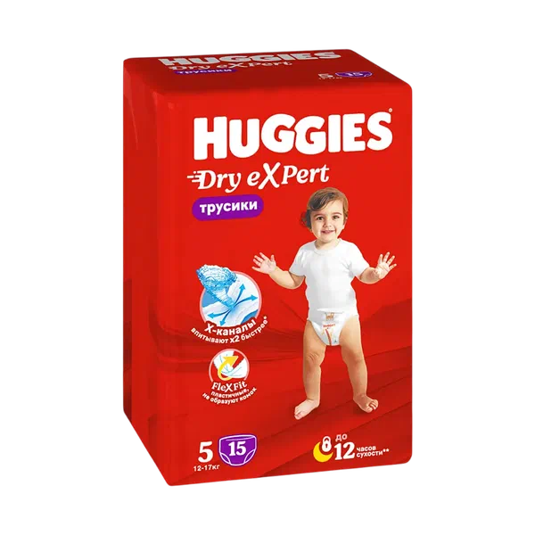 Трусики-подгузники детск Huggies Dry эксперт конви 5 15шт