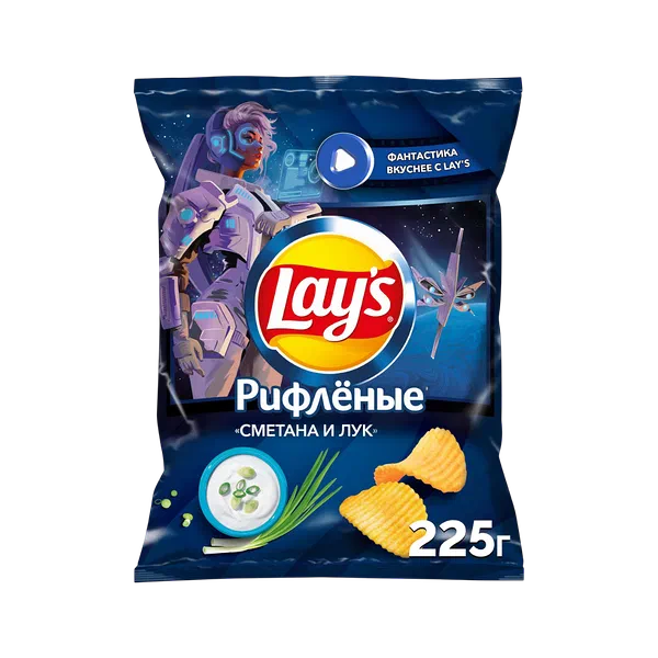 Чипсы Lay's Рифл сметана и лук 225г п/п Фрито Лей Россия 14